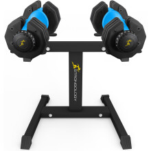 Homeology Strongology Urban25 Blue Adjustable Dumbbell Pair with Free Durable Steel Adjustable Urban25 Dumbbell Floor Stand