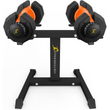 Homeology Strongology Urban25 Orange Adjustable Dumbbell Pair with Free Durable Steel Adjustable Urban25 Dumbbell Floor Stand