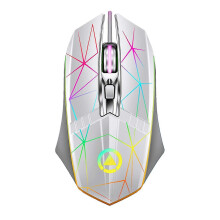 (Stripe, White) G11 Mouse 4 Buttons 7-color Breathing Lights 3-gear Adjustable DPI High Sensitivity Optical Wired Mo