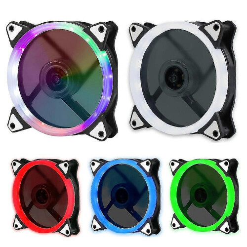 (Red) Mute RGB LED Light Cooling Fan Heat Dissipation Heatsink for Computer PC Case 1