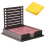 Sticky Note Holder with Builtin Stencil Template for 3x3 Notes, Durable ABS Organizer Black 1