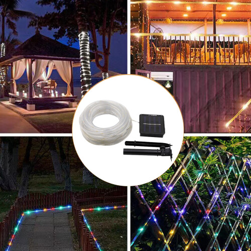 100LED Ηλιακά Φώτα με Σχοινί, Ηλιακά Εξωτερικά Φώτα με Σειρές με 8 Λειτουργίες, 1