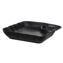 Sushi Plate with Builtin Sauce Grid, Japanese Style Melamine Serving Dish for Appetizers and Dumplings