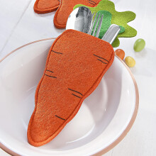(26x12cm) 3-Piece Easter Carrot Tableware Set Foldable Cutlery Pouch 26x12cm 2026 New Model Essential for Travel, Picnics, and Camping