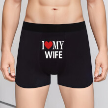 (32) 1 Stück Herren-Boxershorts mit „I love you, my Wife“-Muster und Buchstabenaufdruck – ultrabequem, atmungsaktiv, dünn