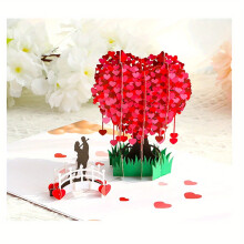Romantische 3D-Liebesbaum-Popup-Grußkarte für Paare – perfekt für Jubiläen, Valentinstag und Muttertag –