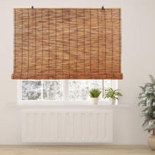 Cordless Bamboo Roll Up Blinds Light Filtering Privacy Shades for Windows Indoor Outdoor Coffee 60x48