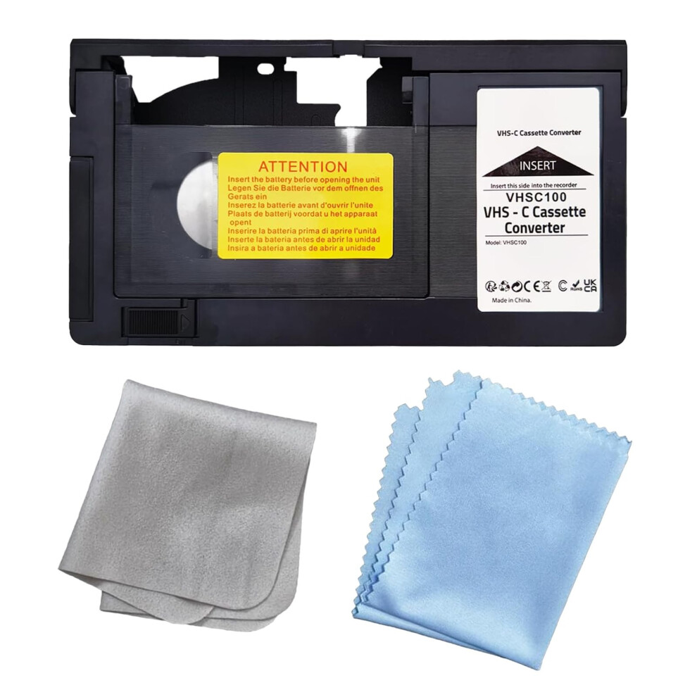 Motorized Vhsc To Vhs Cassette Adapter With Lens Cleaning Cloth For Playback And Transfer 9199774714761