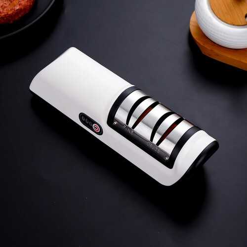 Electric Knife and Scissors Sharpener with 4Gear Adjustment, Fast Sharpening ABS Kitchen Tool 2