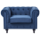 Beliani Armchair CHESTERFIELD Velvet Navy Blue 2