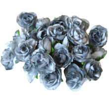 200 Stück künstlicher Rosenblütenkopf für Hochzeitssträuße,-Grau