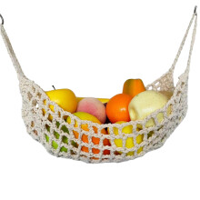 Hanging Fruit Basket with Hooks, Cotton Rope Under Cabinet Banana Hammock for Kitchen RV Boat