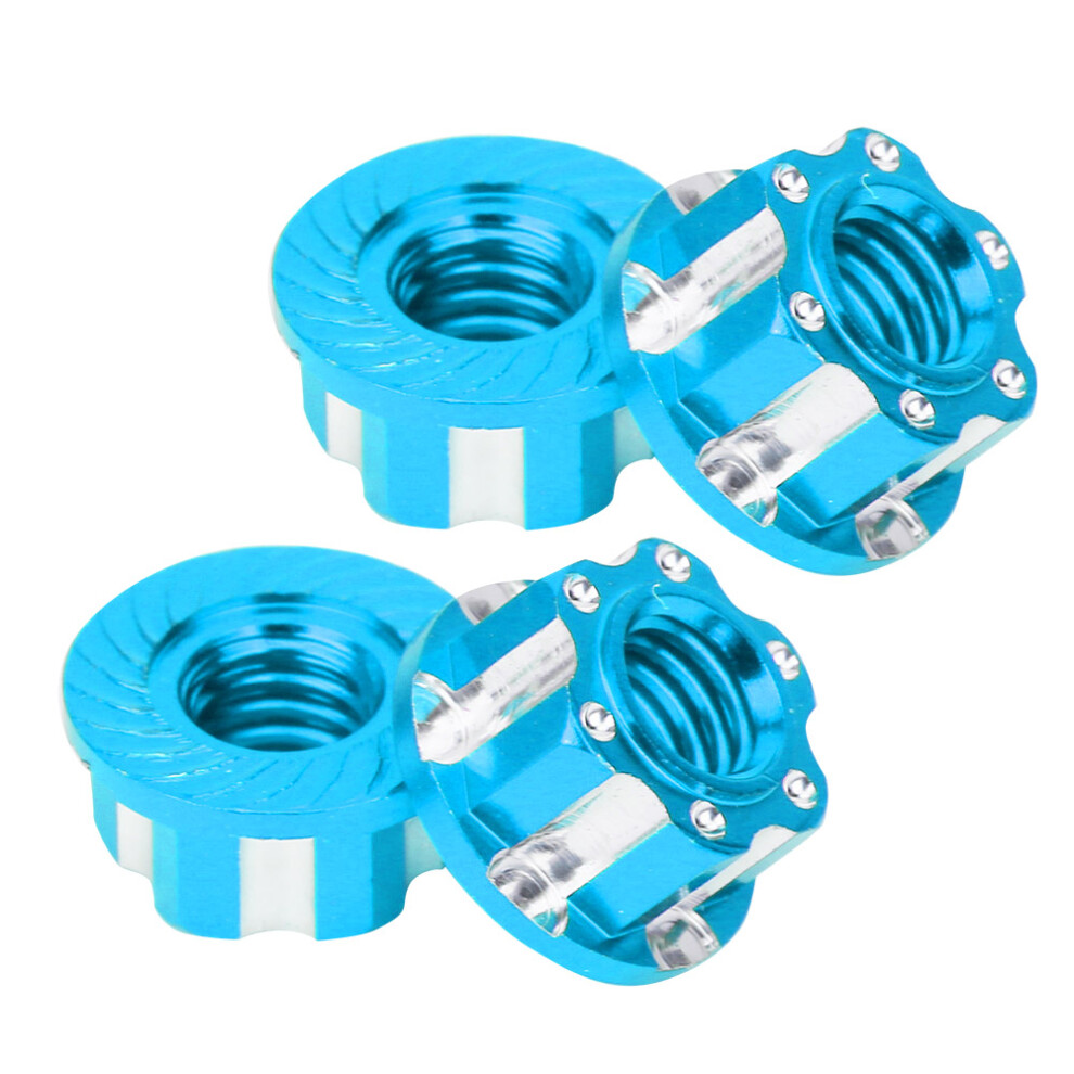 4Pcs M4 Aluminum Hex Nuts For 1/10 Rc Cars Blue - 9Mm Diameter 9481379670376