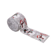 Ruban en tissu imprimé bonhomme de neige, décoration-Gris