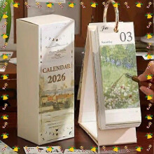 (3PCS) European Oil Painting Flip Calendar 2026, 2026 January-December Oil Painting Calendar, Desk Calendars for Office Home Planning & Organizing