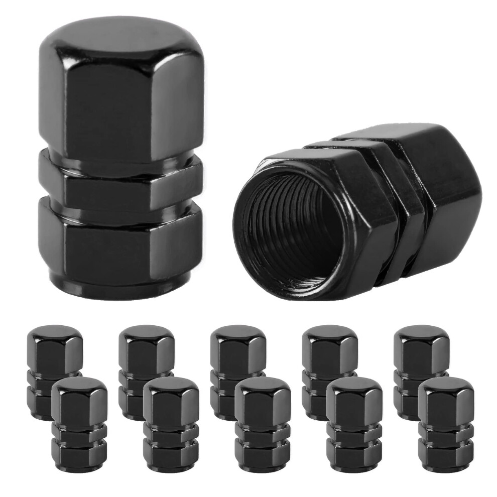 12Pcs Aluminum Tire Valve Stem Caps, Universal Fit, Dustproof Waterproof, Corrosion Resistant Black 9094768960363