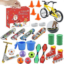 (B) Mini Fingerboards Skateboard Set Creative Mini Skateboard Roadblock Traffic Toy Kit Finger Sports Party Favors Novelty Toy Christams Gift for Kids
