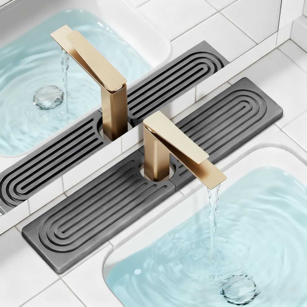 Stone Faucet Mat Dark Gray 1Pcs Quick Dry Diatomite Drip Tray For Kitchen And Bathroom Sink 9094768960868
