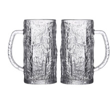 Beer Glass Set of 2, 485ml Large Beer Mugs with Elegant Glacier Texture, GiftReady Design