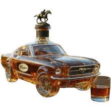 (A) Whiskey Bottle Wild Horse Car Shaped Expertly Crafted PewterGlass 3D Creative Car Theme
