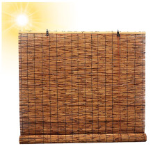 Bamboo Roller Blinds Cordless Light Control Outdoor Bamboo Shades Rustic Style for Patio 40x48in