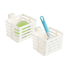 Wall Mounted Storage Basket 2 Pack Retractable Hanging Organizer with Adjustable Width for Kitchen Bathroom Closet