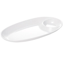 Ceramic Divided Plate with Sauce Compartment Oval Porcelain Serving Dish for Sushi Snacks Dumplings