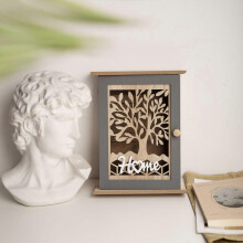 (B) Nordic style wall mounted wooden key box storage hanging jewelry storage box
