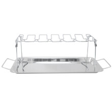 Roestvrijstalen kippenrek voor op de barbecue, een accessoire met een concaaf-convex ontwerp voor een veilige bevestiging van het voedsel, inclusief