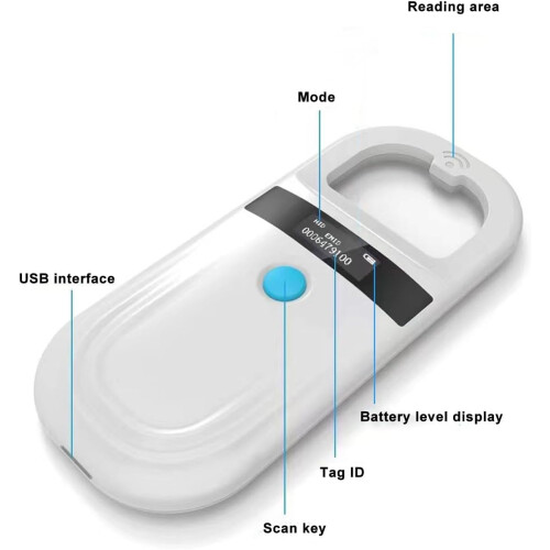 Pet Microchip Reader with Wide Protocol Compatibility, Fast 15cm Scan, USB Charging for Pets Livestock 1