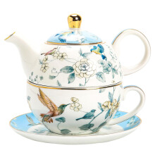 Bone China Tea for One Set with Cup and Saucer, Vintage Floral Elegant Gift for Women