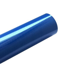 Blue 6D Carbon Fiber Car Vinyl Wrap Sheet, Glossy Scratch Protection, Bubble, 30x100cm
