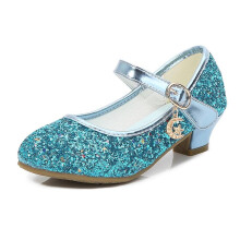 Glitter Children Dance Shoes Girls Leather Dance Shoes Heel Red Sequins Blue Size 29 Wedding Princess Footwear