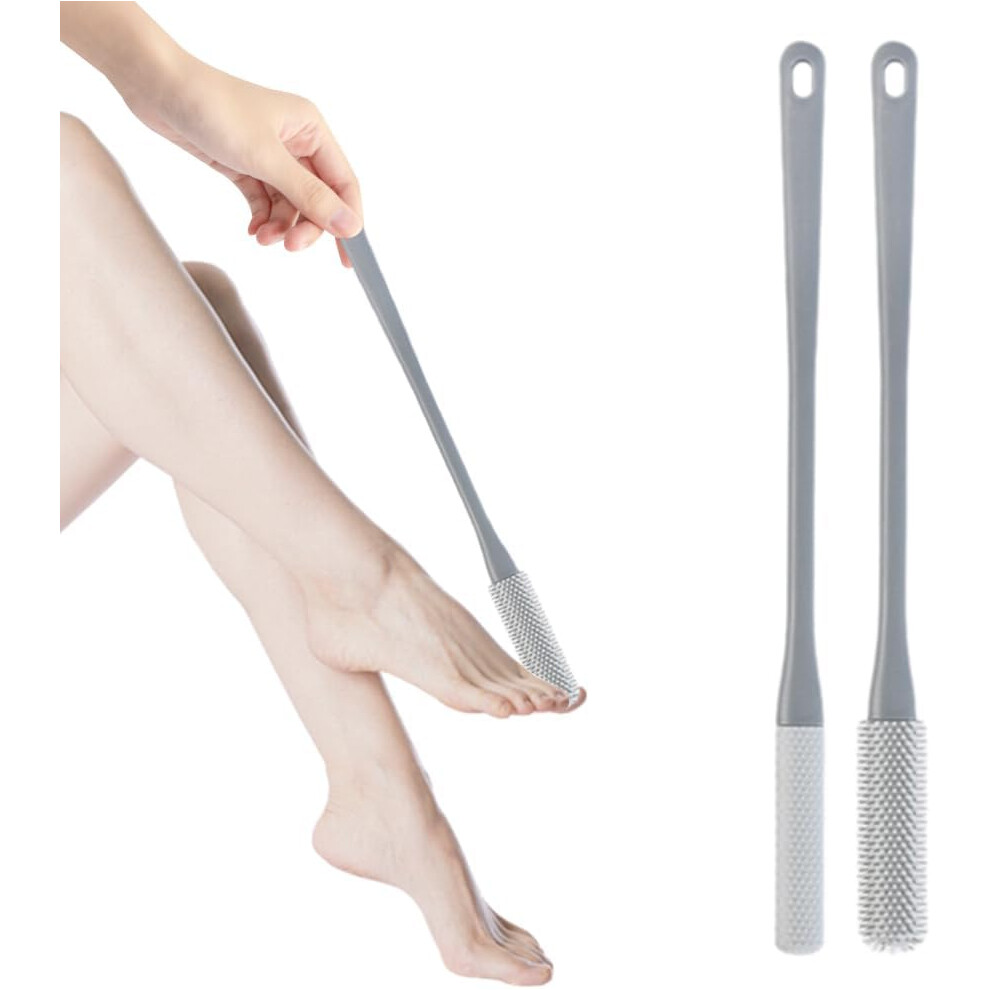 Oimg Grey Ergonomic Toe Gap Cleaning Brush, Silicone Shower Foot Scrubber For Seniors, Men & Women,