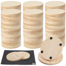 100 Pcs Unfinished Wood Coasters with NonSlip Pads, 4 Inch Round Blank for DIY Crafting and Painting