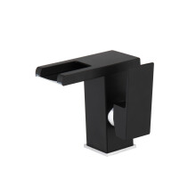 Solid Brass LED Waterfall Bathroom Faucet with Hydroelectric Power, Hot Cold Mixer Tap Black