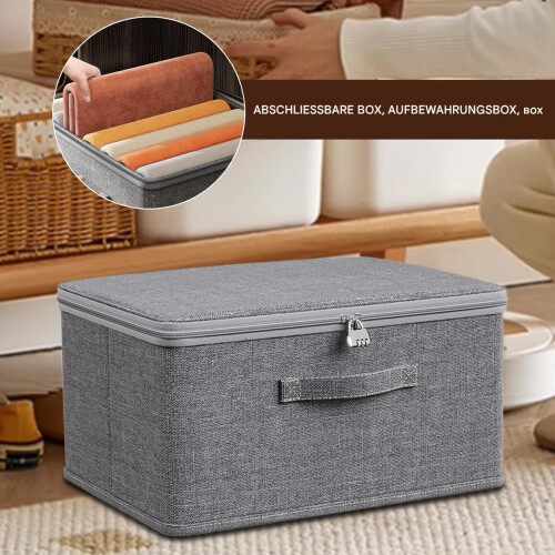 Lockable Storage Basket Gray XL With Lid, Stackable Snack Box For Clothes And Toys 1