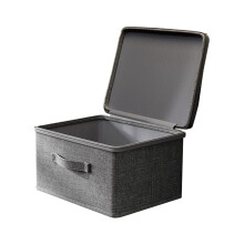 Lockable Storage Basket Gray XL With Lid, Stackable Snack Box For Clothes And Toys