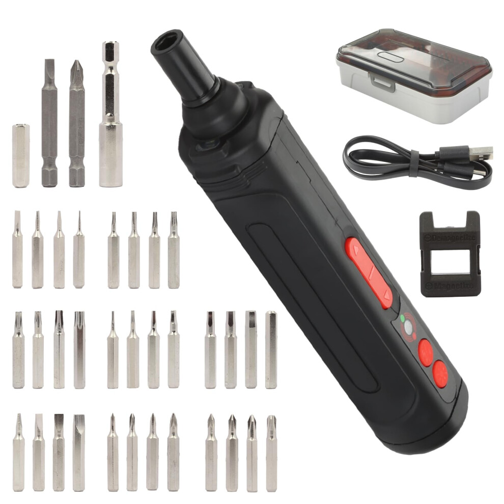 Cordless Electric Screwdriver Kit With Circuit Sensor, Led Light, 34Pcs Bits And Carry Case 9094768963081