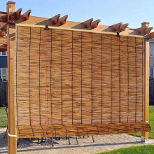 Bamboo Roller Blinds with Custom Size, 70% Light Filtering, Cordless Indoor Outdoor UV Protection