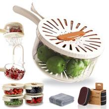2in1 Fruit and Vegetable Washer Salad Spinner with Lid and Handle for Fast Drainage and Storage
