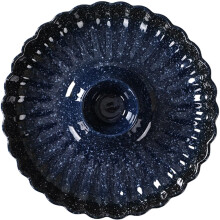 Ceramic Sushi Plate with Integrated Sauce Holder, Blue Japanese Serving Dish for Appetizers and Dumplings