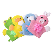 4pcs Cartoon Bath Gloves Soft Body Scrubbers for Kids Deep Cleaning Washcloths with Duck Frog Rabbit