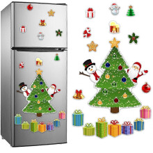 (J) Magnetic Stickers Christmas Tree Decorations, Christmas Fridge Magnetic Sticker, Xmas Themed Fridge Magnets Sticker Decoration Santa Claus Gift