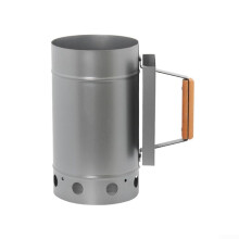 Charcoal Chimney Starter with Wooden Handle, Quick Ignition Heavy Duty BBQ Grill Tool for Outdoor