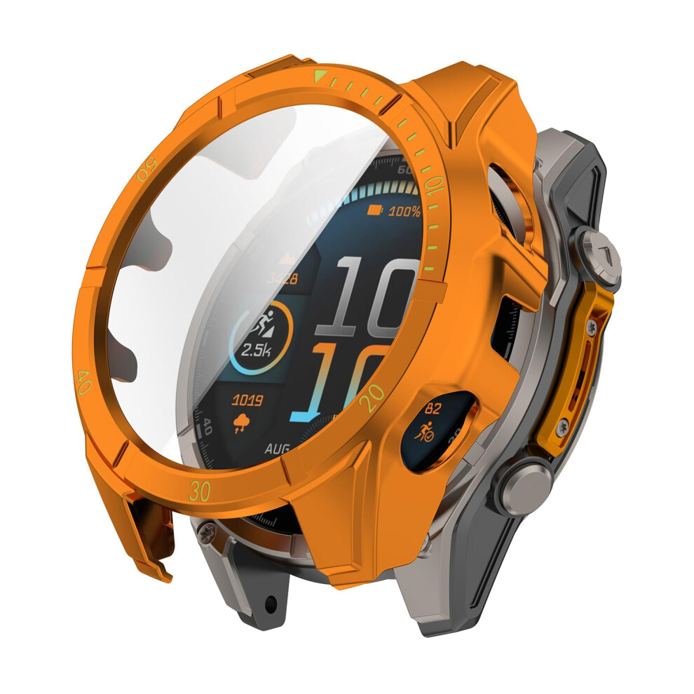 Case For Garmin Fenix 8 51Mm Nonsolar Rugged Full Coverage Protector With Builtin Tempered Glass Orangegreen 9187378961353