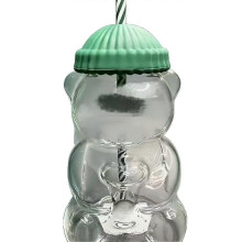 (1PC) Bear Straw Cup, Cute Baby Straw Cups Glass, Honey Bear Cup with Straws, Cute Mugs for Coffee Drinks, Bear-shaped Glass Drink Cup