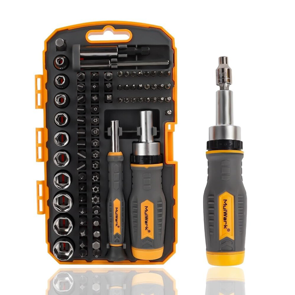 77 Piece Screwdriver Bit And Socket Set With Ergonomic Ratchet Handle And Portable Storage Case 9187378961780