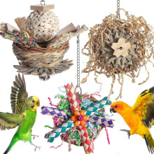 (3PCS) 3Pcs Bird Toy Tearing Cluster Parrot Foraging Chewing Toy Shredding Paper for Teeth Blocks Grass Cage Hanging Toy Pet Grinding Teeth Toy