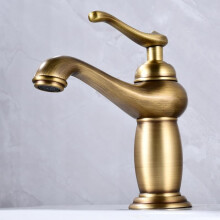 Antique Brass Bathroom Faucet Deck Mount Hot and Cold Mixer Tap with Lead Water Flow